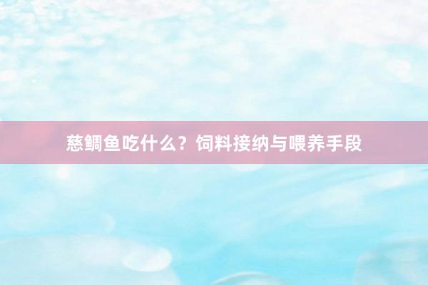 慈鲷鱼吃什么？饲料接纳与喂养手段
